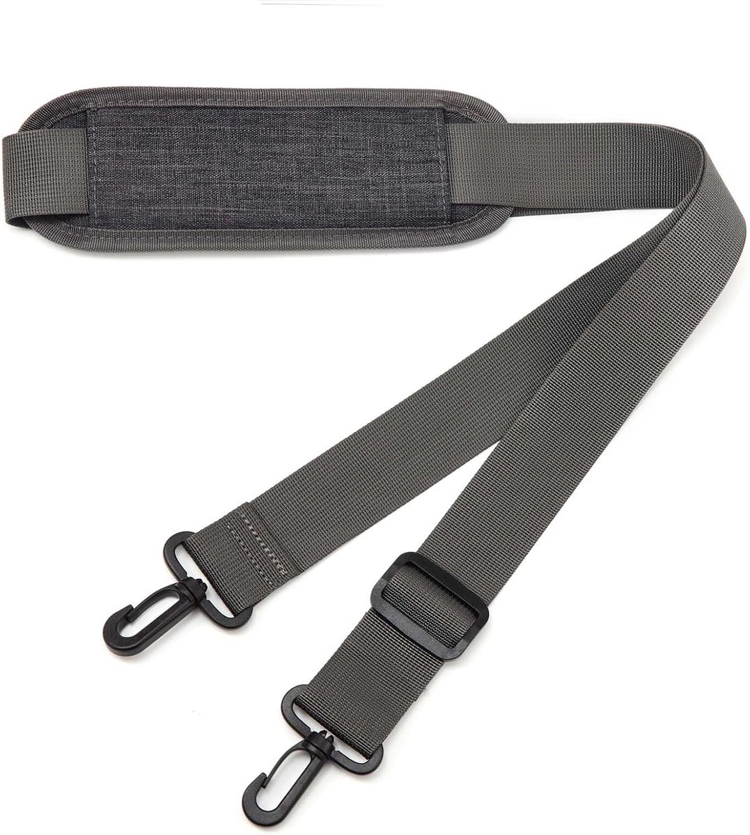Schouderriem van Bagasin, 80 cm tot 142 cm, zacht en antislip met dubbele balanshaken, universele vervangende riem voor laptoptassen, crossbodytassen en handtassen, grijs