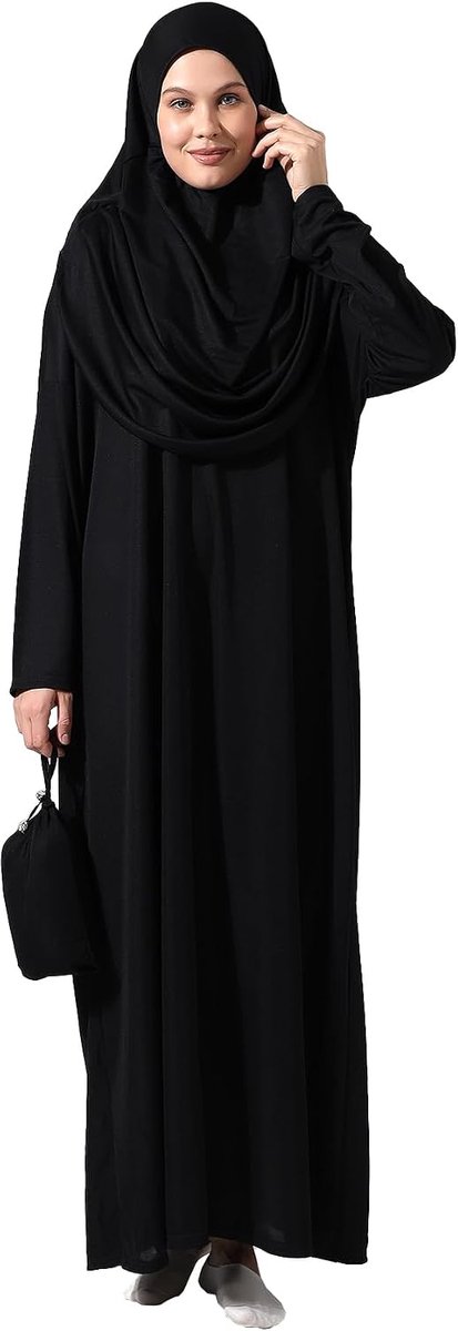 Online Moslimjurk voor dames met lange mouwen, eendelige islamitische gebedsjurk