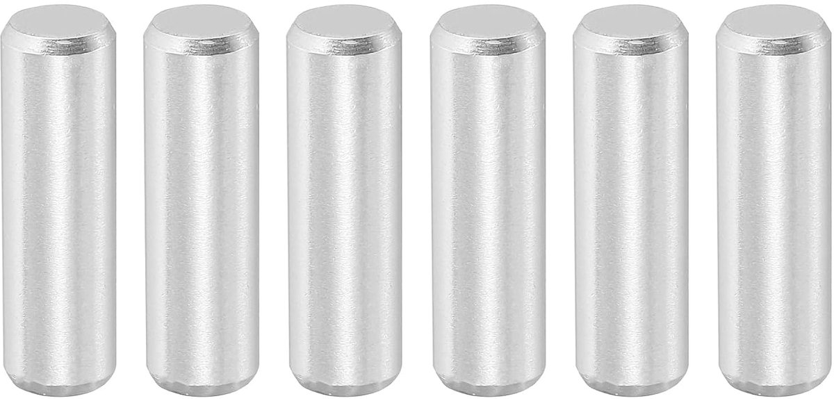 6 x cilindrische pennen 6 x 20 mm, roestvrij staal 316, voor planken, machines, meubels, doe-het-zelf, zilverkleurig