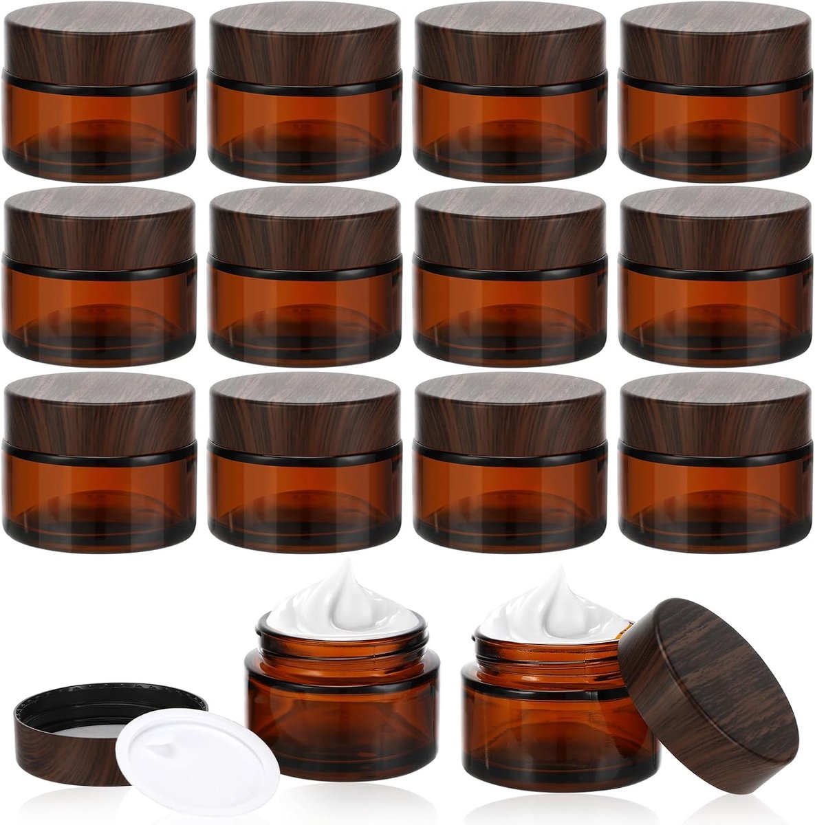 Lege potjes 30ml - amber glas - met deksel en liner - ideaal voor cosmetica - SnelShoppen