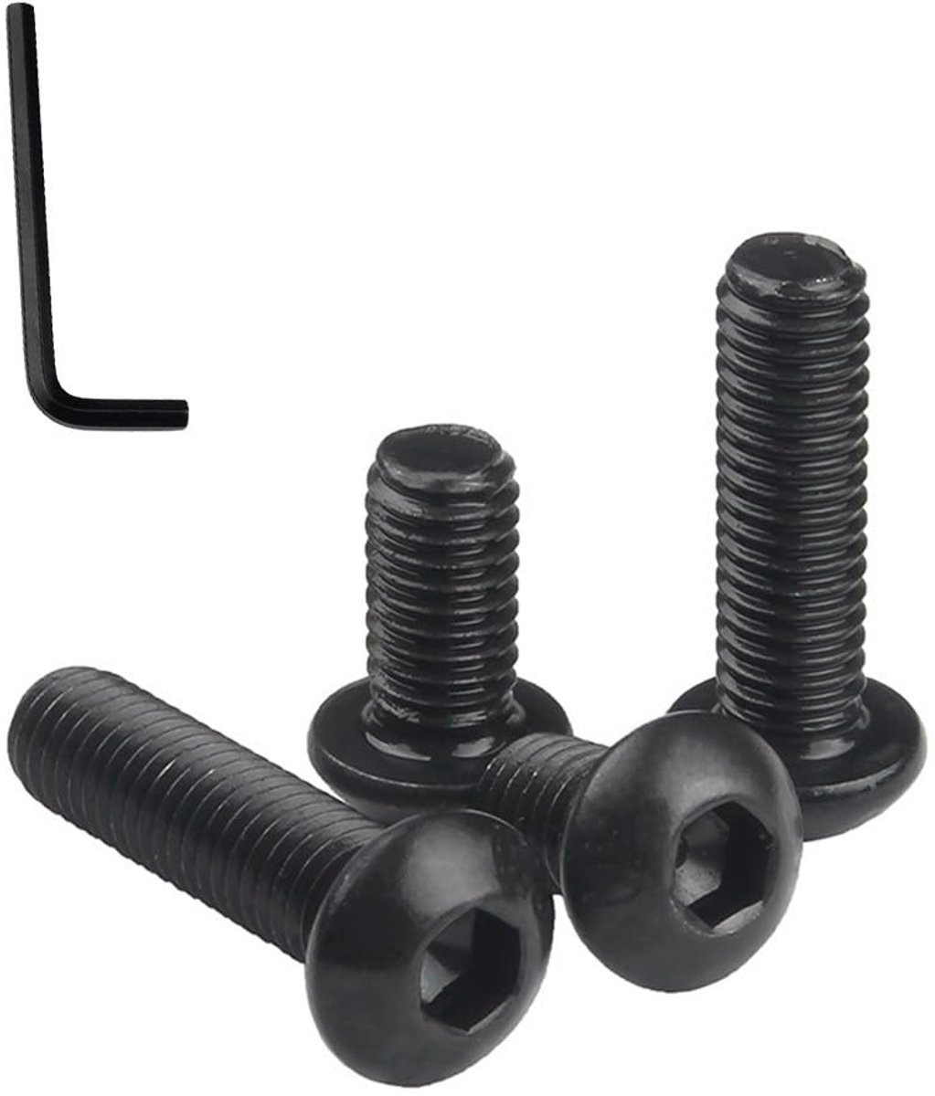 X (8-30 mm) inbusschroeven, binnenzeskantschroeven, zwart koolstofstaal, volledige schroefdraad, machineschroef met binnenzeskantsleutel, M4 x 8 mm (20 stuks)
