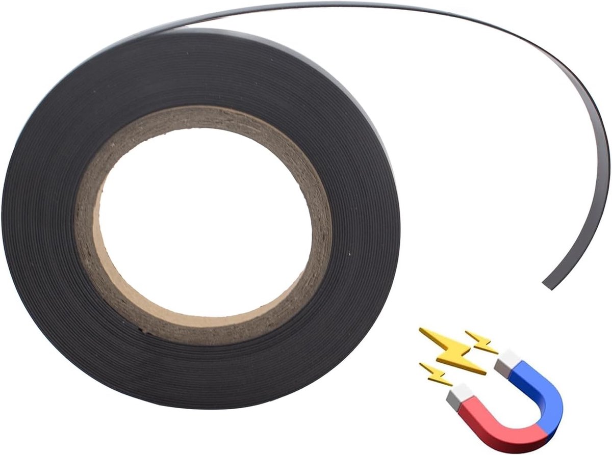 Magneetband rol 10 mm x 10 m, droog afwasbaar | als vervanging voor whiteboard en scheidingsstrips voor magneetwanden, voor kantoor, klaslokaal en kunst (zwart)