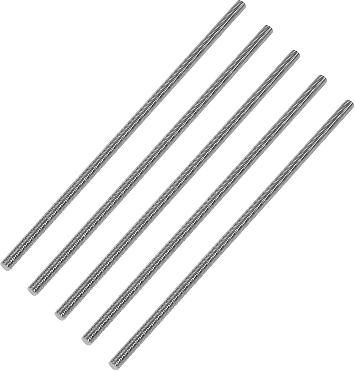 x 200 mm schroefdraadstang, roestvrij staal 304, volledige schroefdraad, zeer sterke corrosiebestendige schroefdraadbouten voor meubels, machinebouw, doe-het-zelfprojecten (5 stuks)