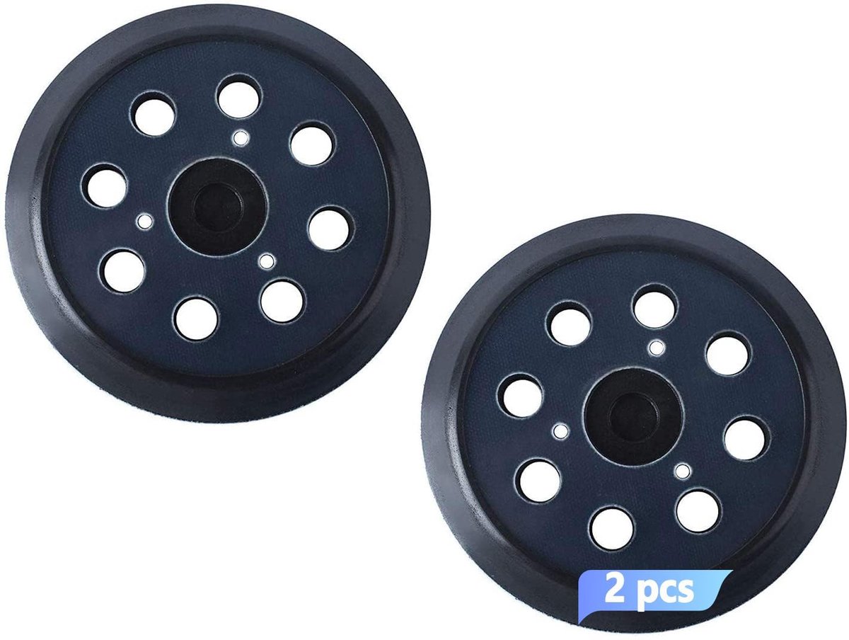 743081-8 Haken en Lus, 125 mm, Ronde Bodem met 8 Gaten, Compatibel met Milwaukee 51-36-7090, 51-36-7100, MaKita Elektronische Vlakschuurmachine BO5021/BO5030/BO5031/BO5040 (2 Stuks)