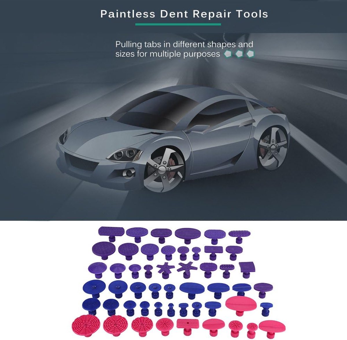 52 stuks auto body deuken verwijderen tabs paintless deuken reparatietools