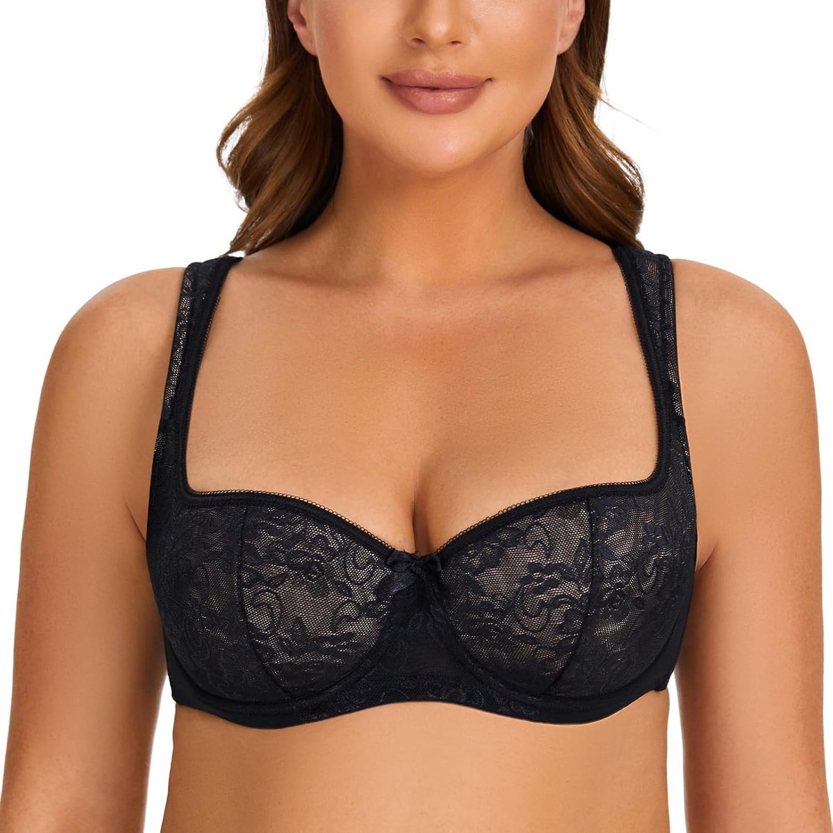 Dames gewatteerde band half cup beugel sexy kanten balconette bh