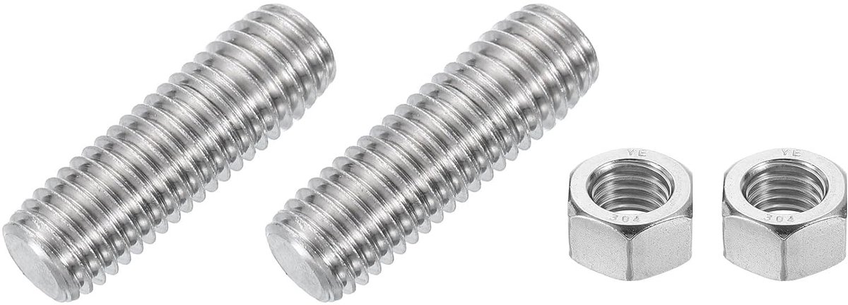 5/8"-11 stang met volledige schroefdraad, 2 stuks 304 roestvrij staal, lange schroefdraadschroef 2,04 lengte rechtse schroefdraad voor meubelmontage, bevestiging
