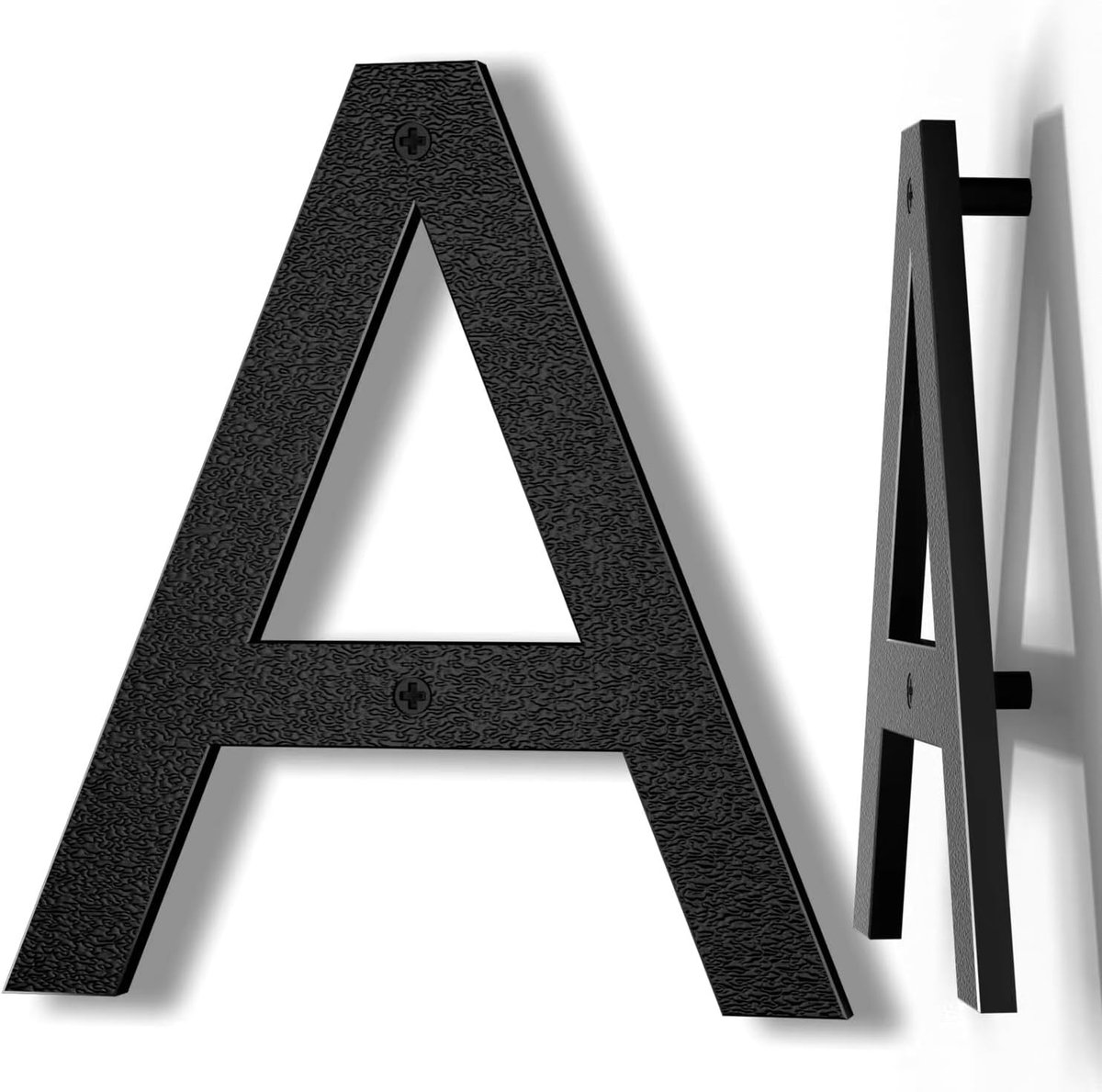 Huisnummer 20 cm zwart, Groot huisnummer met zwevend 3D-effect, modern ontwerp in weerbestendig ABS, schroefmontage voor buitengebruik (A)