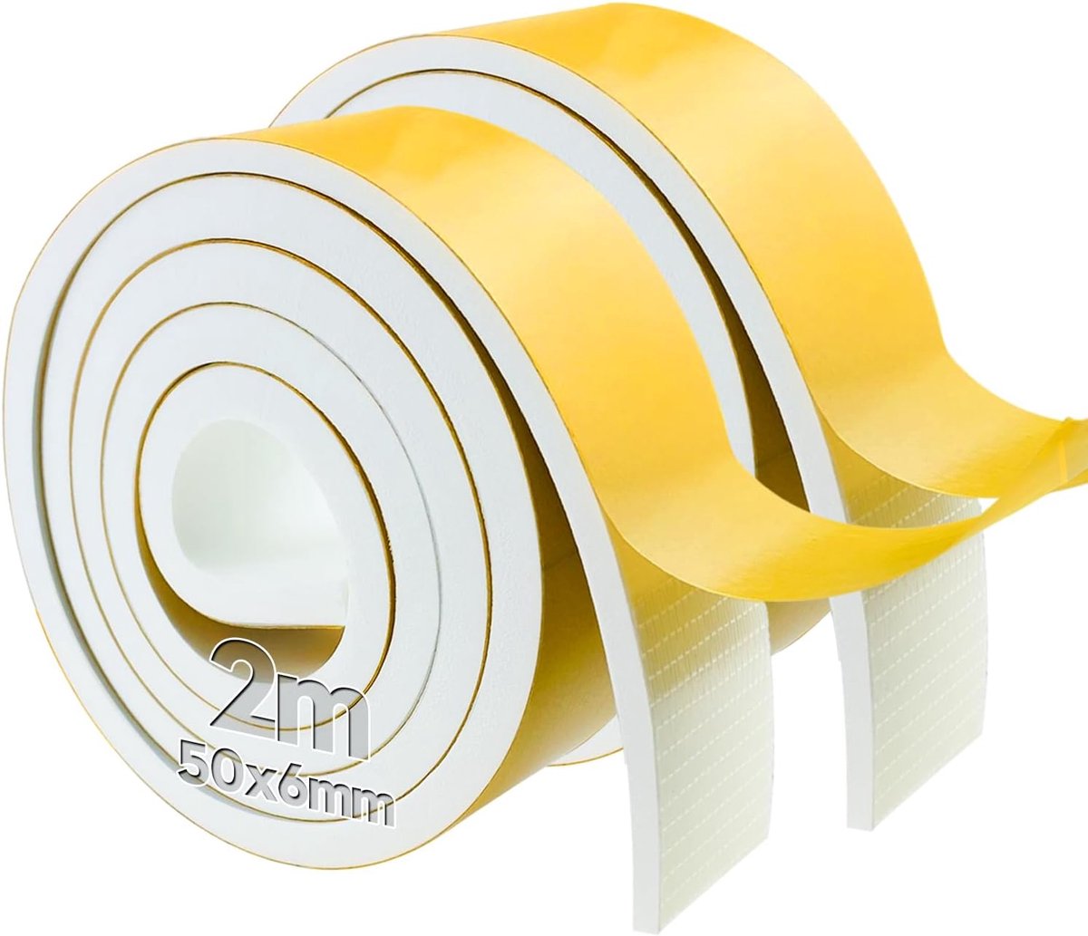 zelfklevend, voor deuren en ramen, deurafdichting, zelfklevende raamafdichting, rubberen afdichtstrip, geluidsisolatie, stootzegel (50 mm x 6 mm x 2 m, 2 rollen)