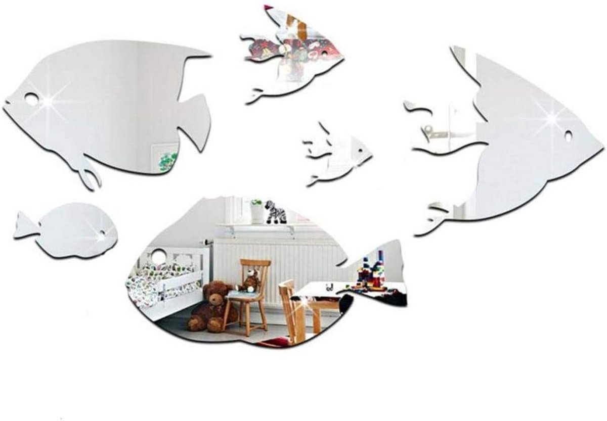 Muurstickers, creatieve acryl dunne spiegel stickers tropische 3D stickers vissen onder de zee muursticker home decor voor kinderen slaapkamer leven (#4)