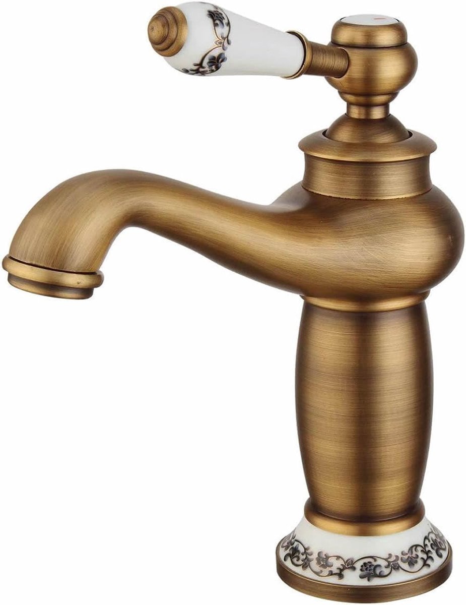 Antiek Messing Enkele Gat Enkele Hendel Mono Badkamer Wastafel Tap, Garderobe Wastafel Kranen