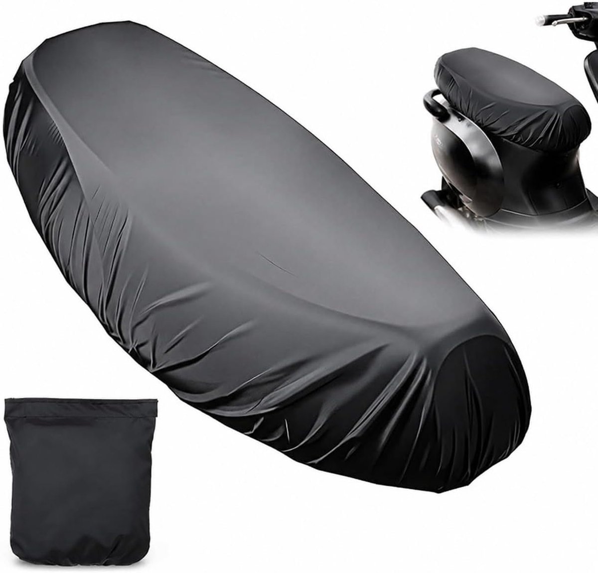 XL Zwarte Waterdichte Universele Zadelhoes met Elastiek – Zonwering & Stoelbescherming voor Scooter/Motor (Moto Roller)