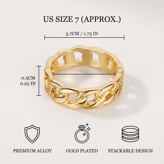 Ringen, roestvrij staal, open, verstelbaar, golfring, knuffel, hand, vinger, retro, vintage, verstelbaar, stapelbaar, set, open, goud — afbeelding 3