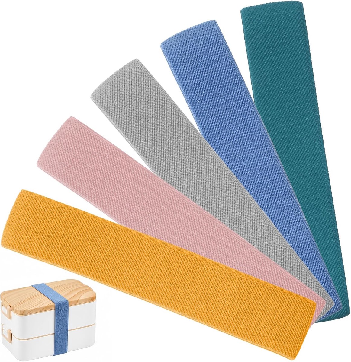 Box Riemen, 5 stuks, lunchbox, band, broodtrommel, bevestigingsriemen, bento box, elastische band, band voor bentoboxen, lunchboxen, elastiek, reserveboxen, accessoires voor school, lunchboxen