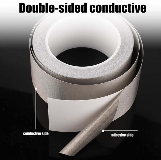 20mx5cm Faraday Doek Geleidende Plakband, Hoge Afschermingstape Dubbelzijdig Plakkerig Faraday Textieltape voor EMI Afscherming Elektrische Reparatie RFI Signaalblokkering Interferentiescherm — afbeelding 3