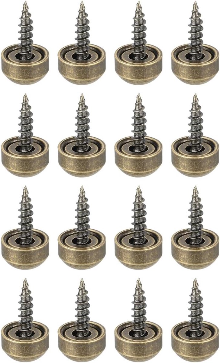 16 stuks 9 mm bronzen sierschroeven en messing met doppen, zelftappend, voor meubelbevestiging