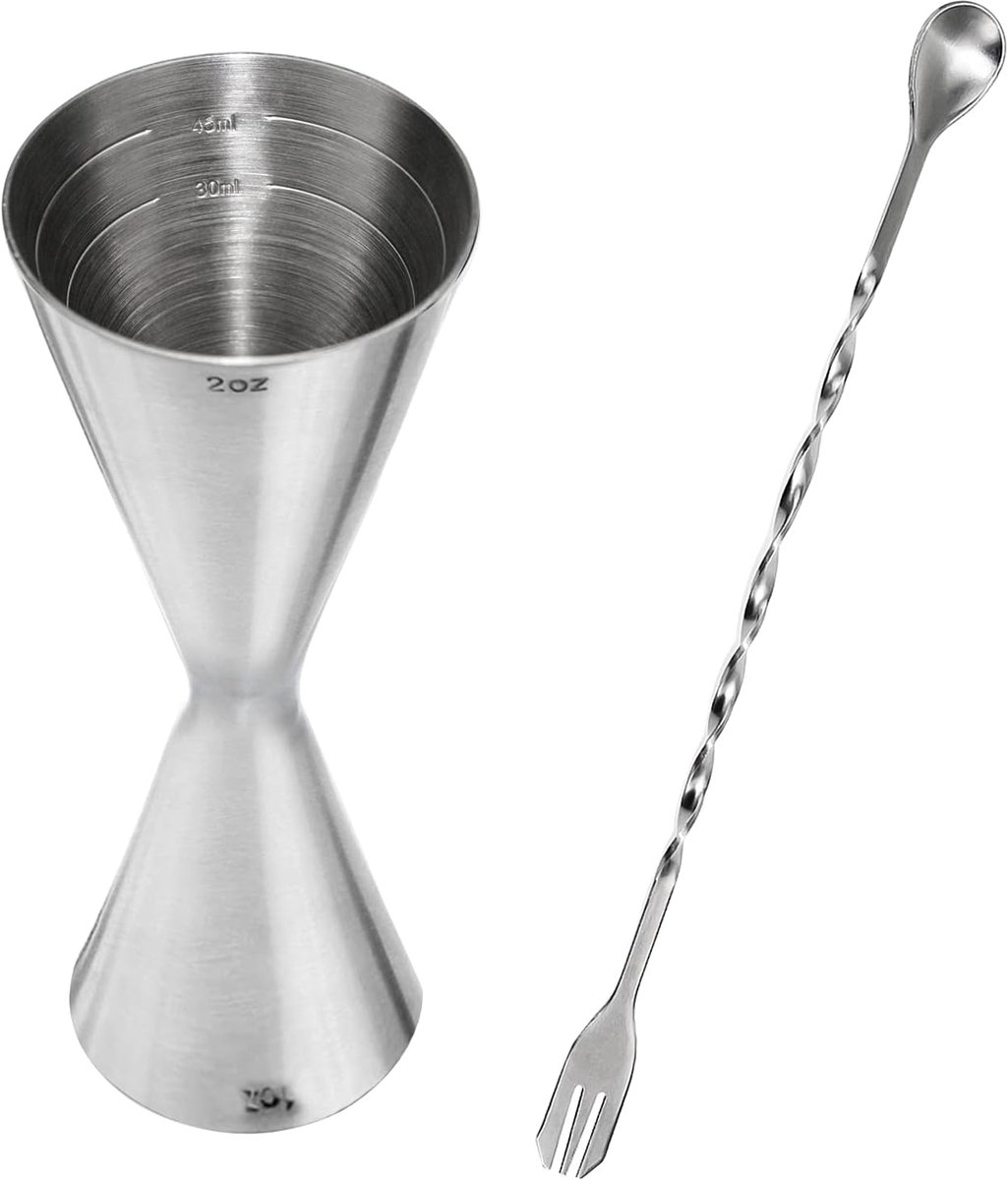 Jigger maatbeker 3/6 cl - 304 roestvrij staal - nauwkeurig meten - ideaal voor cocktails - ShopVlot