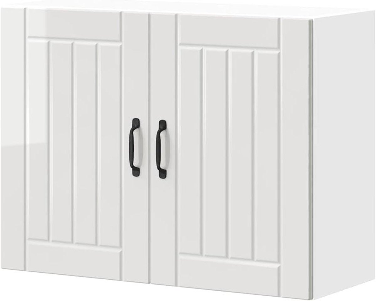 Keukenkast - Wandkast Keuken - Keuken Organizer - Glanzend Wit Hout - 80x31x60 cm - Wit