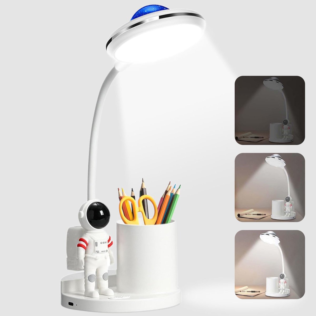 Kinderbureaulamp Met Pennenhouder - LED-Tafellamp - Kinderstudielamp Met Projector - Nachtlampje - Leeslamp