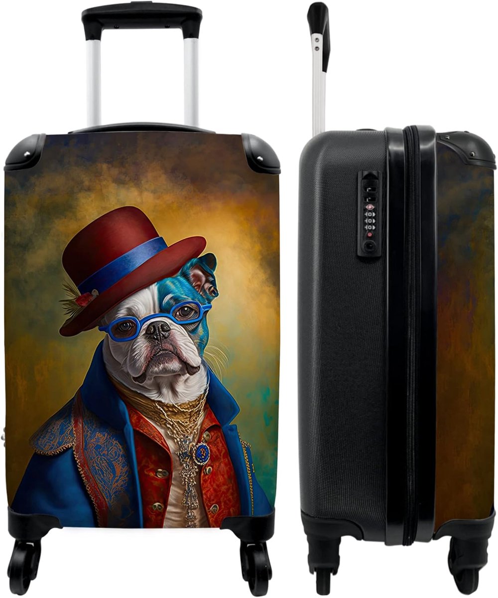 SnelShoppen - Handbagage Koffer Dier - Hondenportret - Abstract Design - Ideaal Voor Reizen - Ultralicht - 55x40x20cm - Trolley - TSA-slot