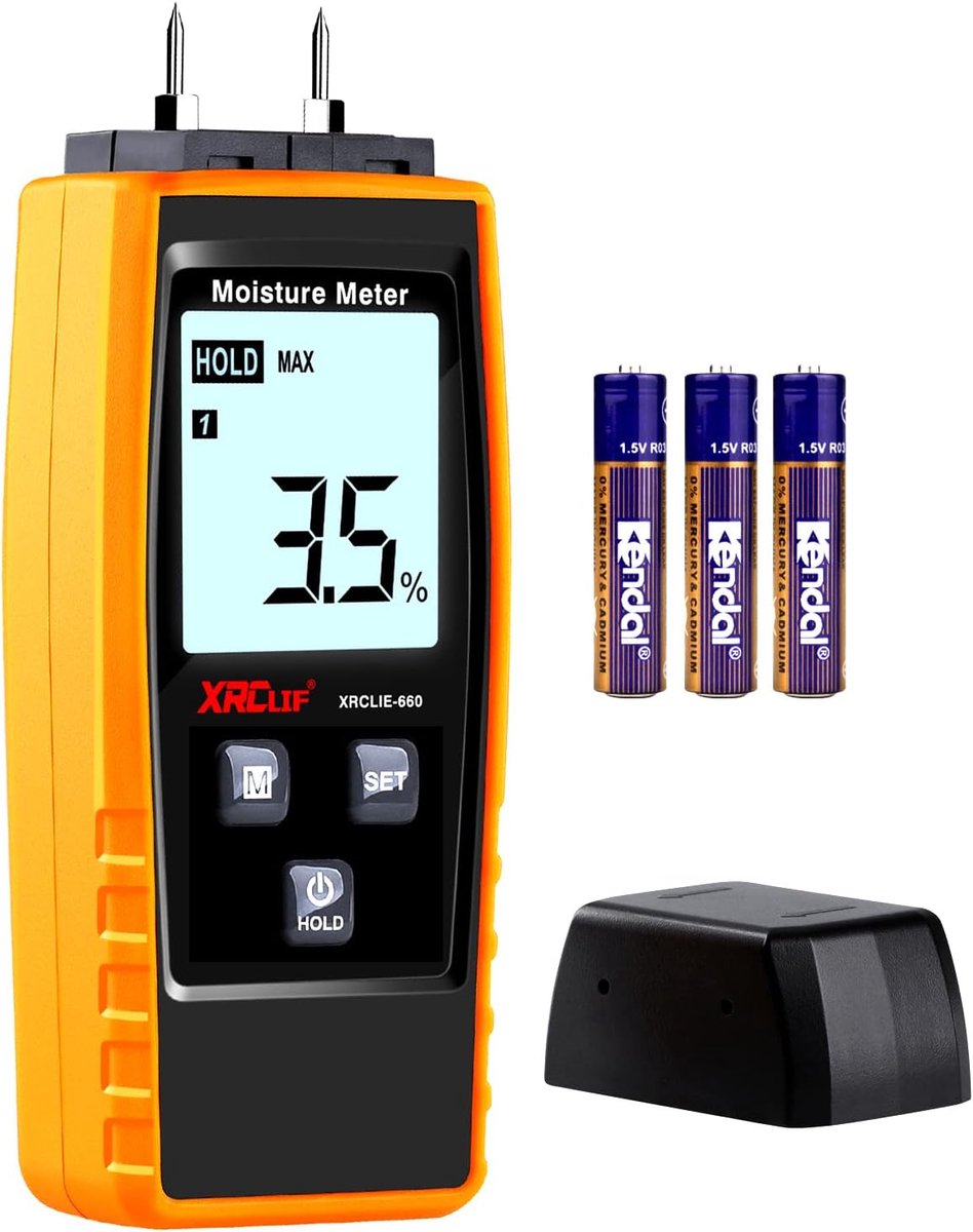 Houtvochtmeter digitaal - draagbaar met achtergrondverlichting - meet hout en andere materialen - ShopVlot