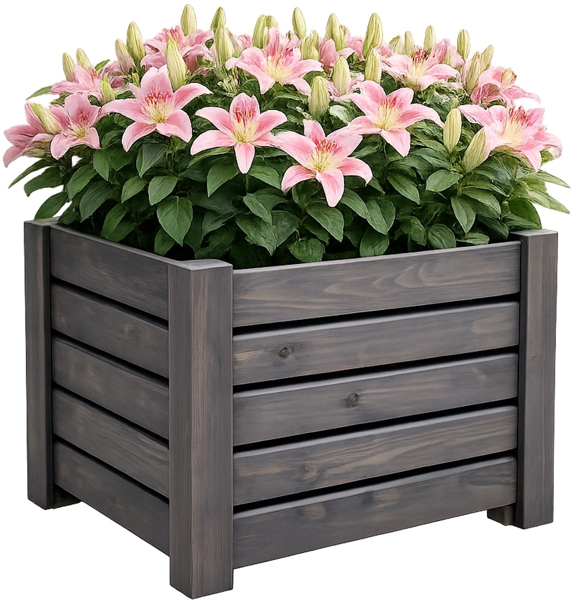 Houten bloembak antraciet 38 cm