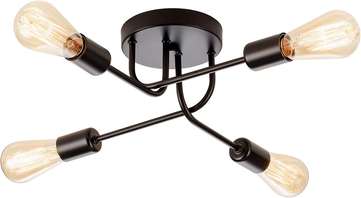 Plafondlamp 4 Lichten - Verstelbare Metalen Vintage - E27 Fitting - Perfect voor Keuken of Woonkamer - ShopVlot