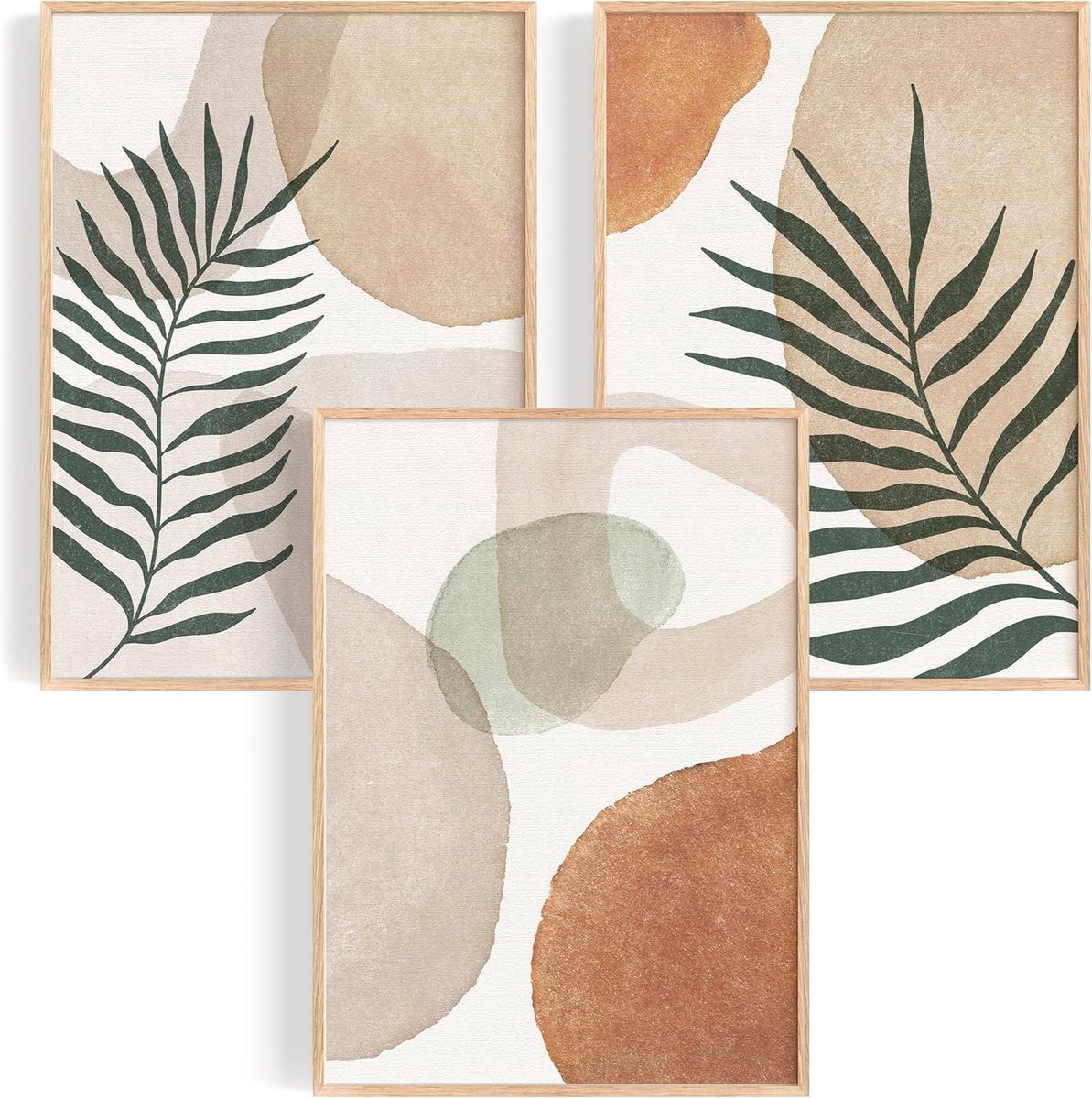 SnelShoppen - Set van 3 Abstracte Wanddecoratie Art Prints 30x40 cm - Minimalistische Muurdecoratie voor Moderne Woonkamers - Neutrale Kleuren voor Hu