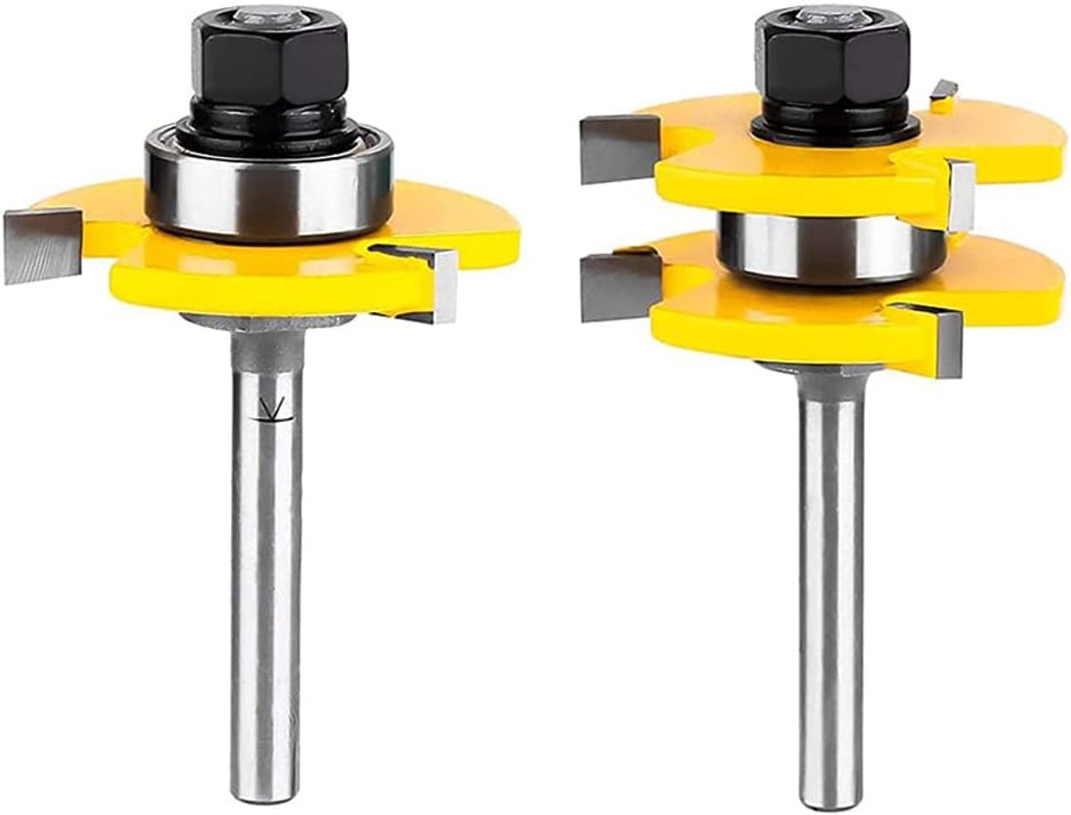 Frezen set 1/4 inch - T-vorm houtbewerking - 3 tanden verstelbaar - ideaal voor houtbewerking - ShopVlot