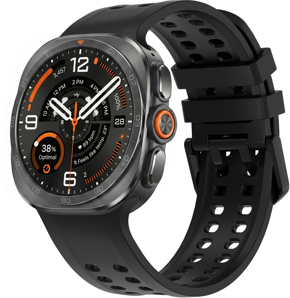 Strap-it Siliconen bandje geschikt voor Samsung Galaxy Watch Ultra 2 (2026) / Ultra (2024/2025) - Zwart