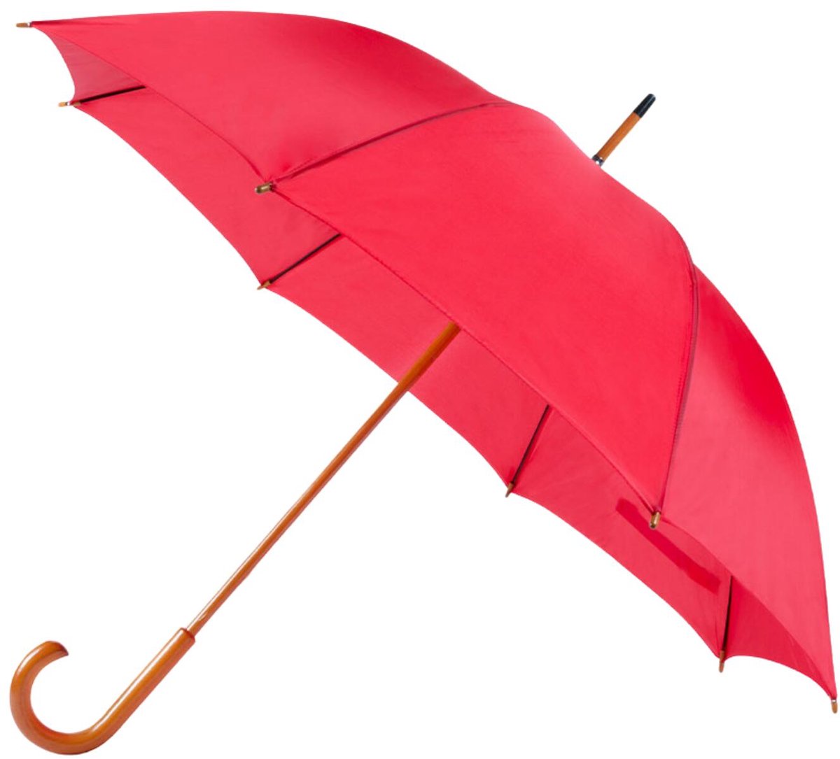 Bellatio Design Paraplu Dryfeet - rood - dia 105 cm - 85 cm lang - 8 panels - regen - polyester/hout - Classic model