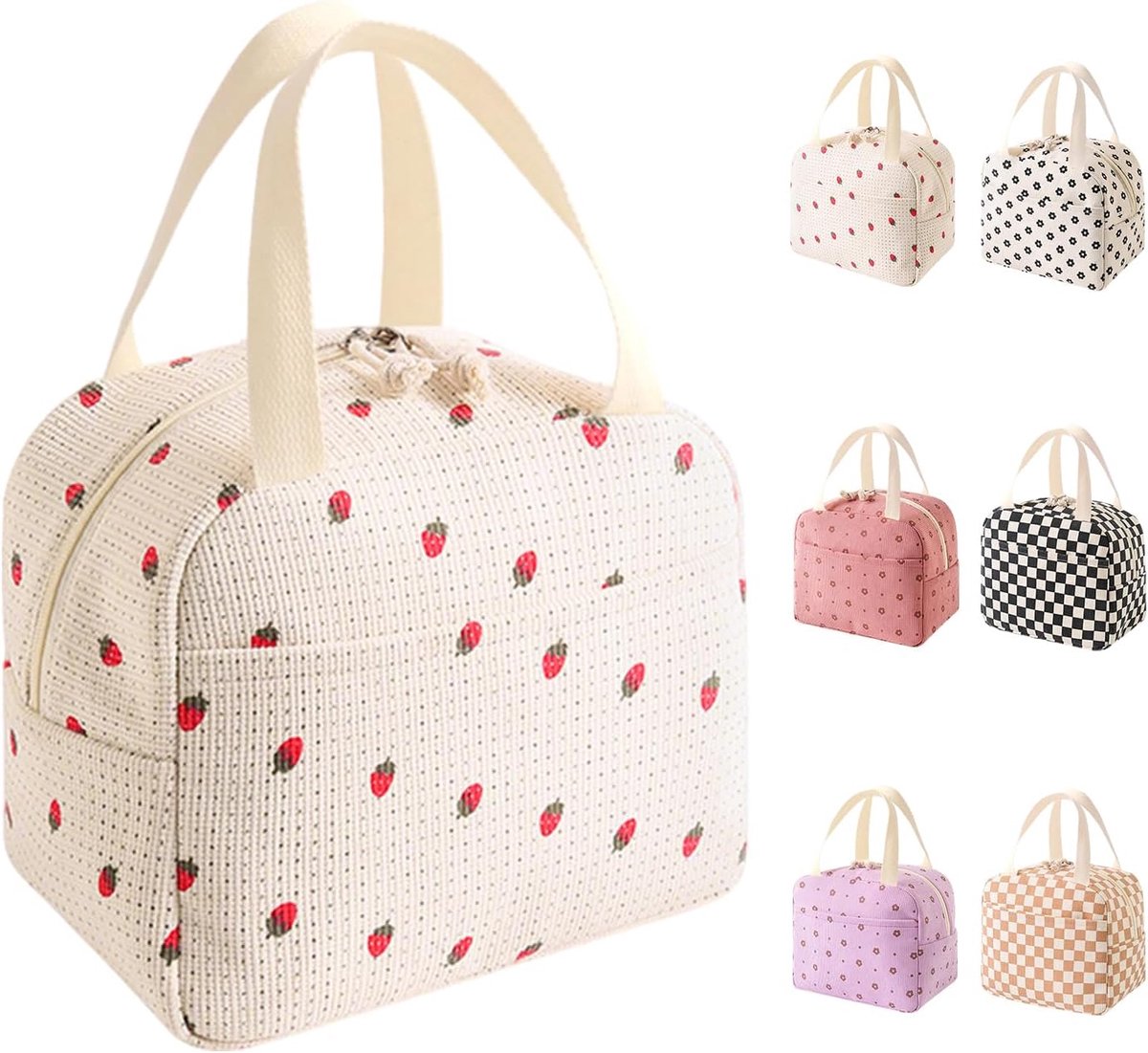 Lunchtas 10L - Geïsoleerd - Aardbei Print - Voor school en buiten - ShopVlot