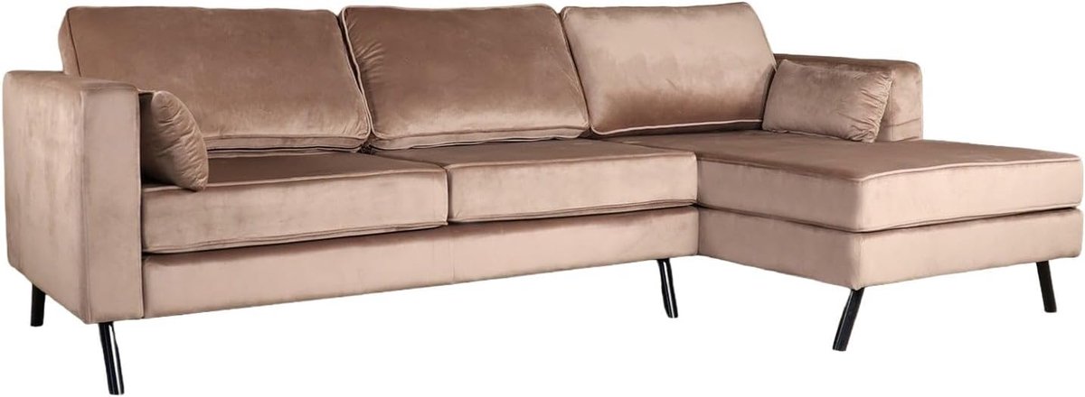 Hoekbank Hilde 270 cm - taupe velvet - rechts - eenvoudig te monteren - ShopVlot