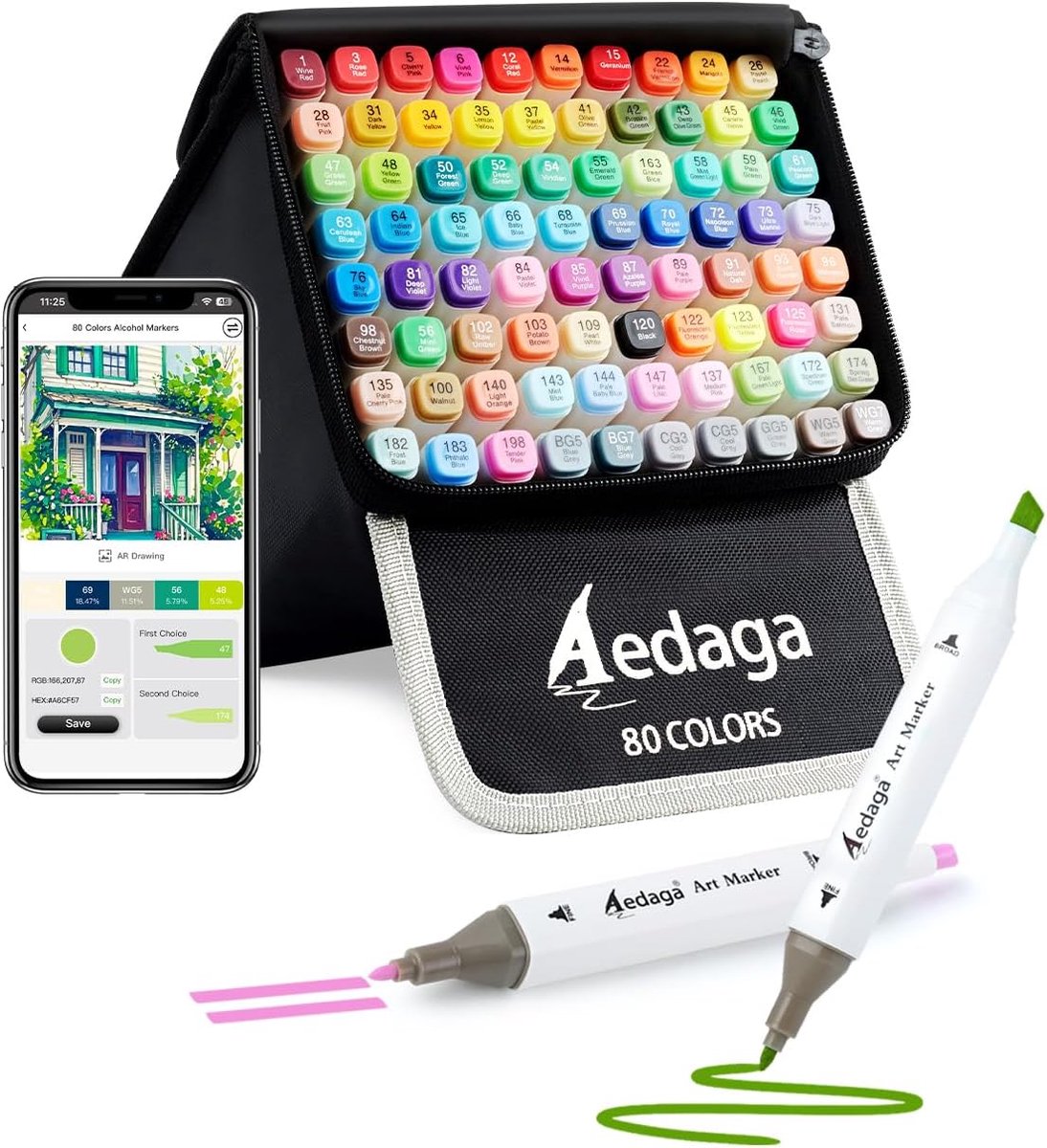 Alcohol markers 80 kleuren - dubbele punt - met applicator - ideaal voor tekenen - ShopVlot