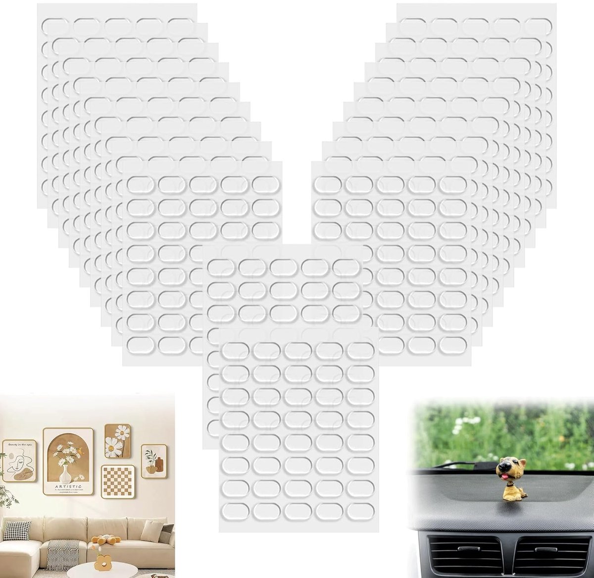 Dubbelzijdige transparante plakpads 13 x 8 mm - 800 stuks - verwijderbaar - ideaal voor thuis en kantoor - ShopVlot