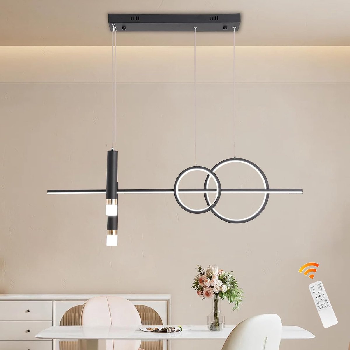 Lineaire LED Plafondlamp 40W - Dimbaar en Hoogte Verstelbaar - Creatief Geometrisch Design - Ideaal voor Woonkamer - ShopVlot