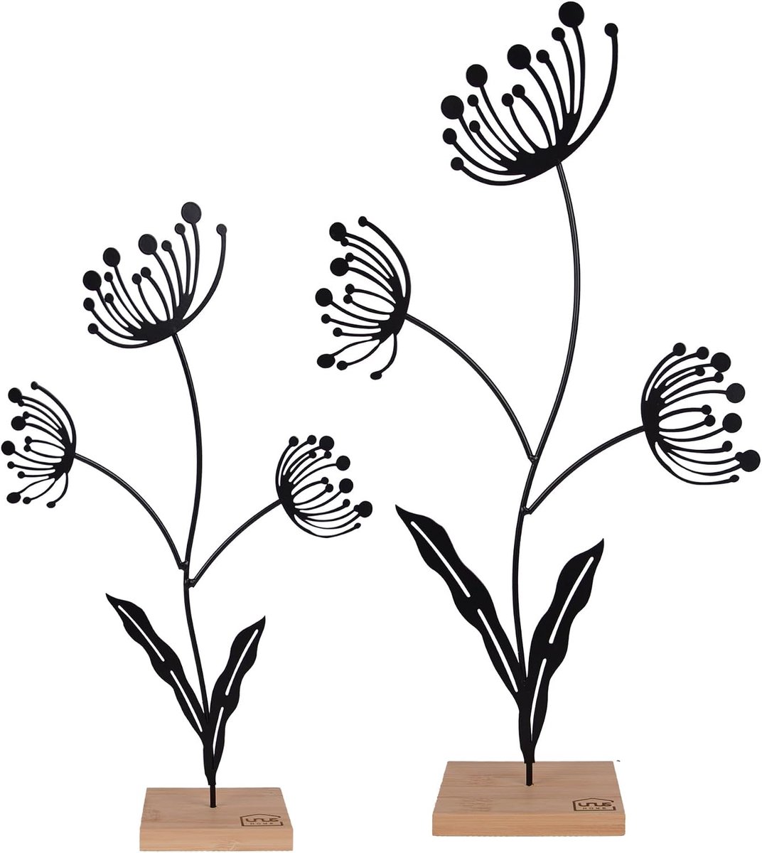 Bloemenstandaard 2-delig 34 cm en 44,5 cm - Metaal met bamboe basis - Elegante decoratie voor thuis - ShopVlot
