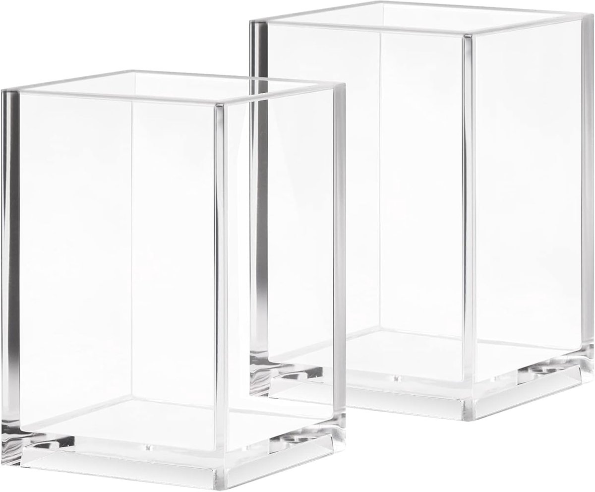 Pennenhouder 2-pack - helder acryl - bureauaccessoires - houdt alles georganiseerd - ShopVlot