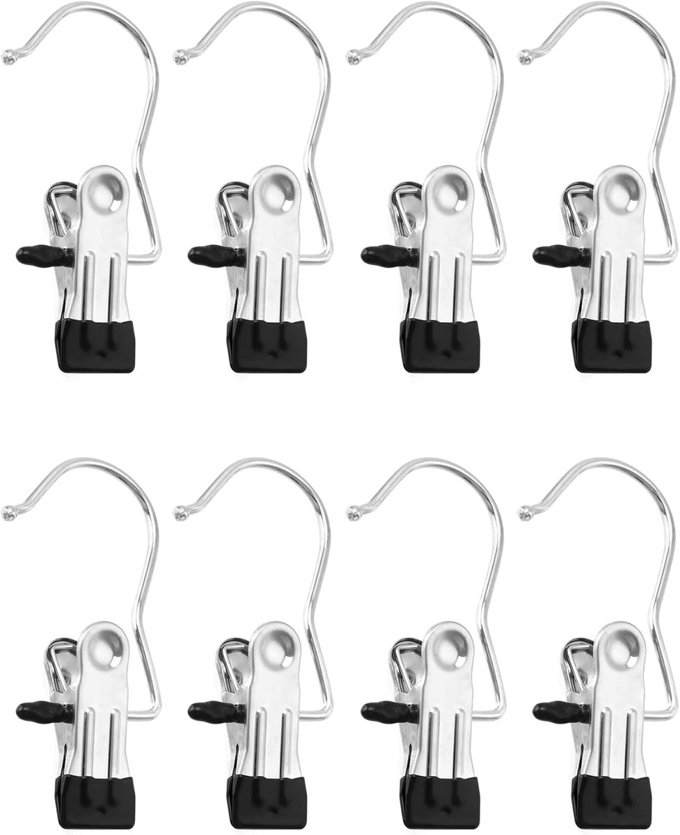 Wasaken 8-pack RVS - Antislip kledinghanger clip - Organizer voor schoenen, hoeden, handtassen - ShopVlot