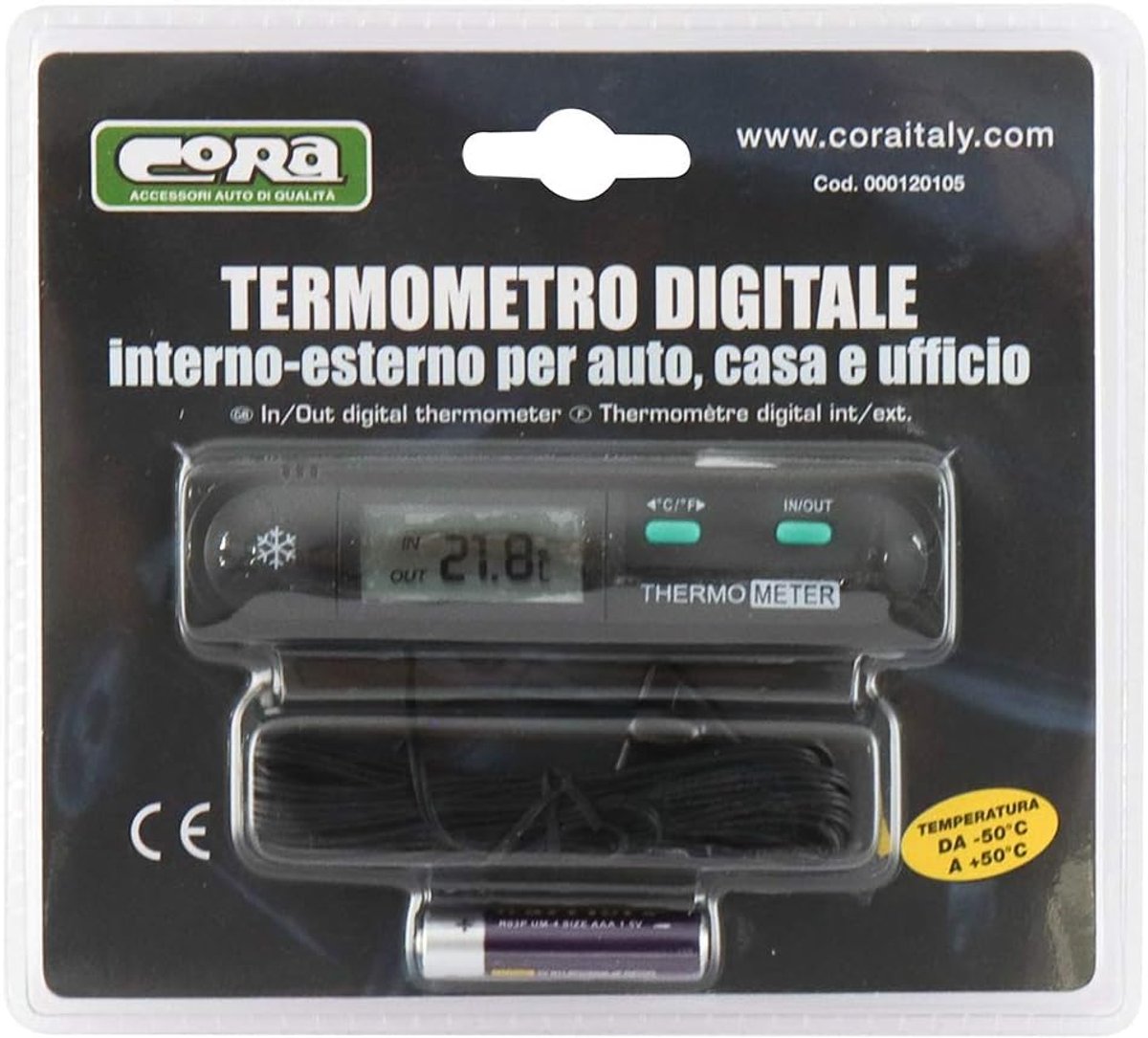 Thermometer voor binnen en buiten - digitaal - 11.5 x 2.5 x 1.8 cm - eenvoudig af te lezen - ShopVlot