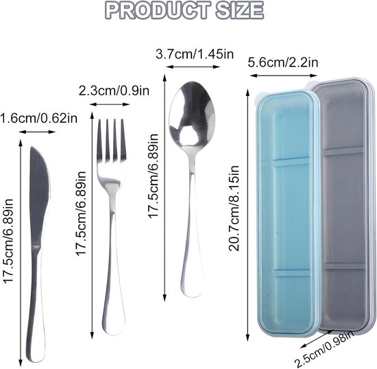 Reisbestek Set 2-delig - RVS - Inclusief Etui - Ideaal voor Werk en School - ShopVlot — afbeelding 3