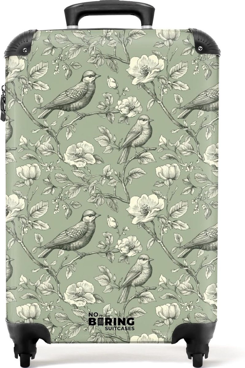Reiskoffer handbagage 55x35x20cm - botanisch design - lichtgewicht - ideaal voor korte trips - ShopVlot