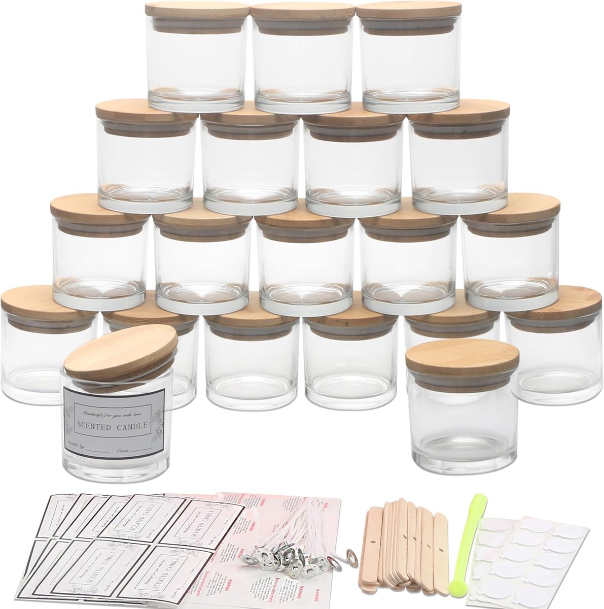 Candle jars 4 oz - helder glas - met deksel - voor kaarsen maken - ShopVlot