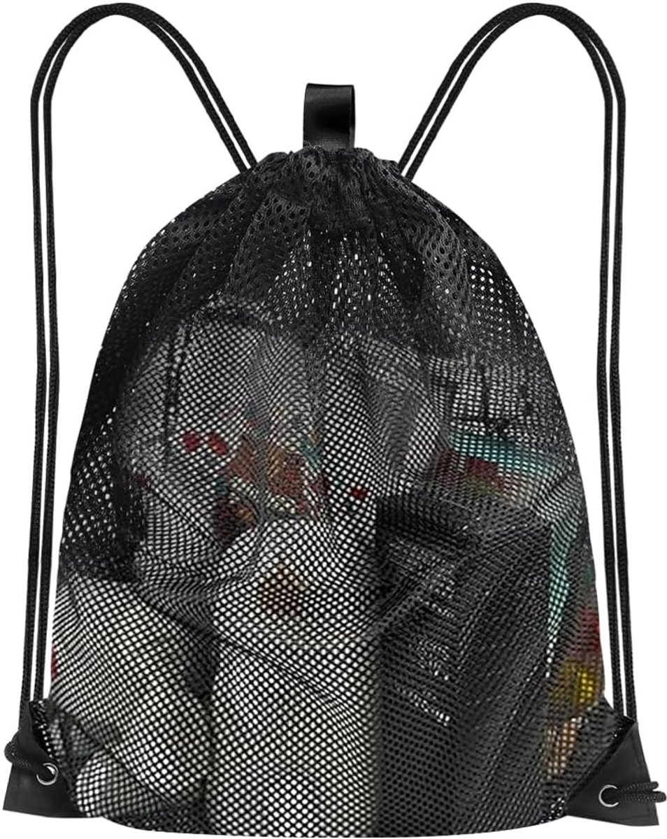Drawstring mesh bag 60 x 45 cm - grote capaciteit - ademend ontwerp - ideaal voor strand - ShopVlot