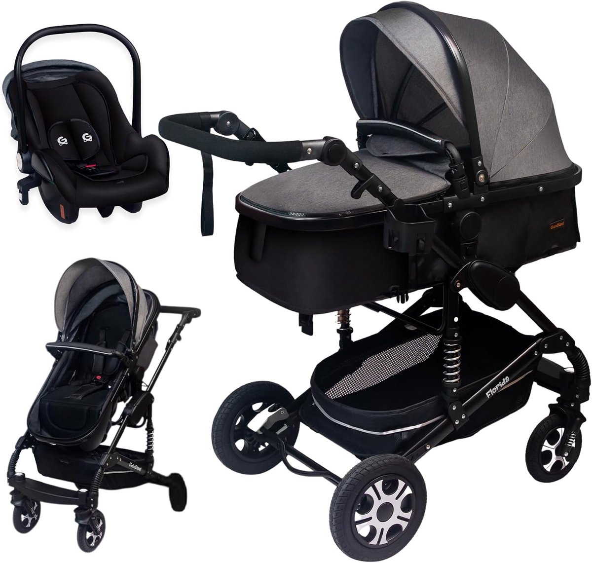 Kinderwagen 3 in 1 - Complete Set met Autostoeltje - TÜV-gecertificeerd - Veilig en comfortabel - ShopVlot
