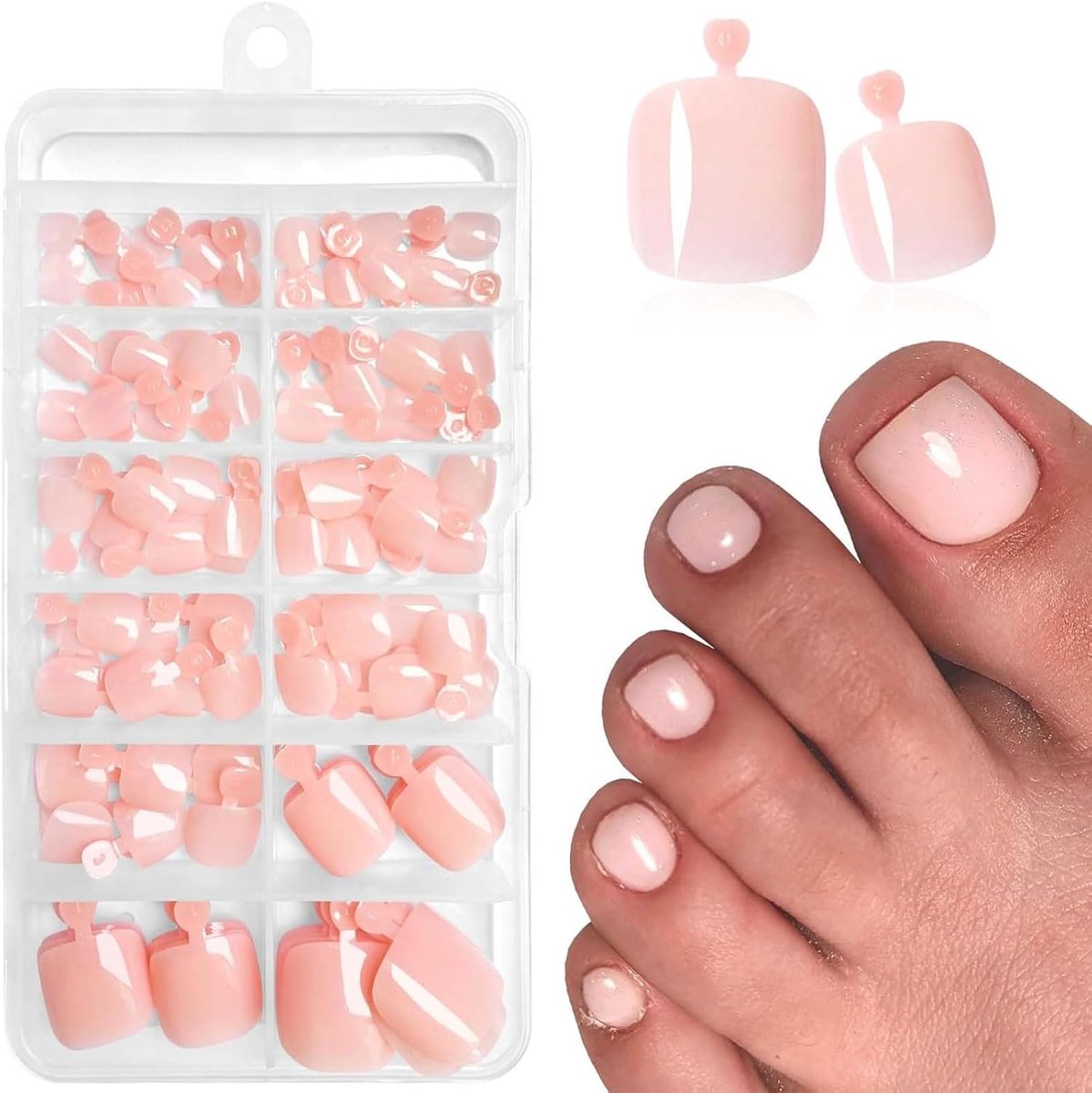 SnelShoppen - 120 Stuks Nude Pink Push Up Valse Teennagels met Lijmstrips - Kunstnagels voor Thuis, Nagelsalons, Geschikt voor Feest en Speciale Geleg
