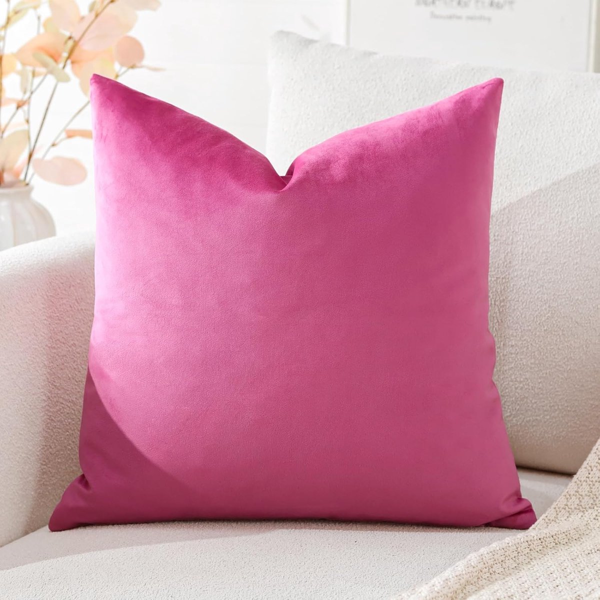 Cushion Covers 16x16 Inch - Luxe Velours - Hot Pink - Perfect voor Sofa of Slaapkamer - ShopVlot