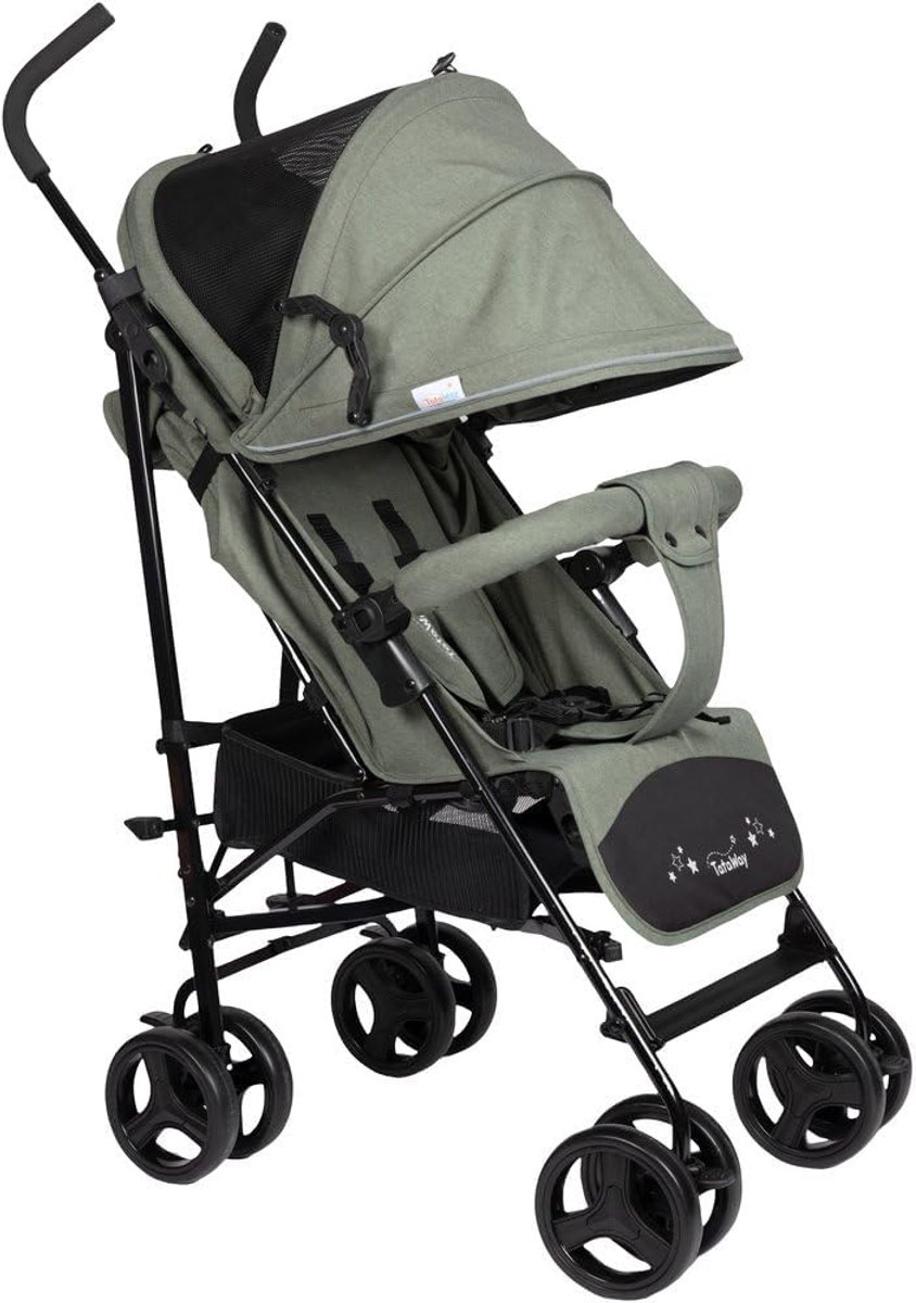SnelShoppen - Easy Walk Kinderwagen Sage Green - Elegante en Comfortabele Buggy met Lichtgewicht Aluminium Frame - Perfect voor Wandelen met Kinderen