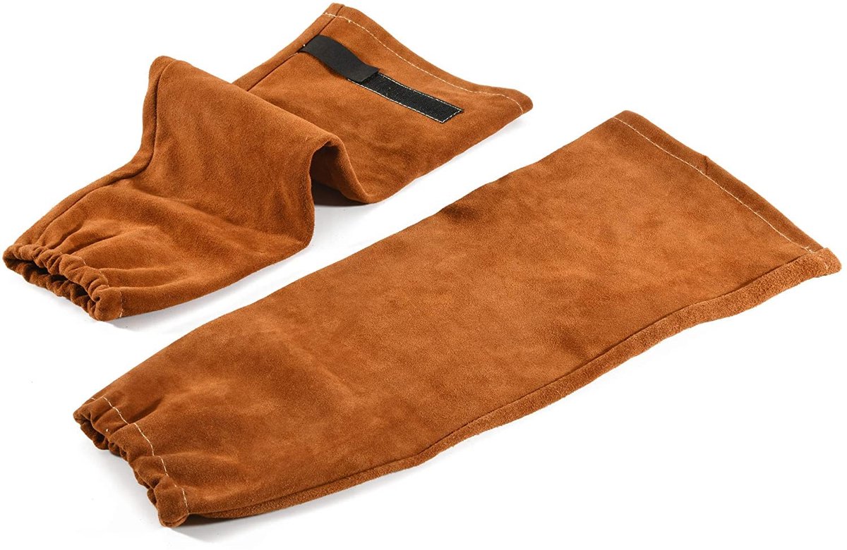 SnelShoppen - QeeLink Niet-Plakkerige Leren Lasmouwen, Warmte- en Vlambestendige Armbescherming, Tuin Mouwen, Koehuid Leren Werk Mouwen voor Mannen en