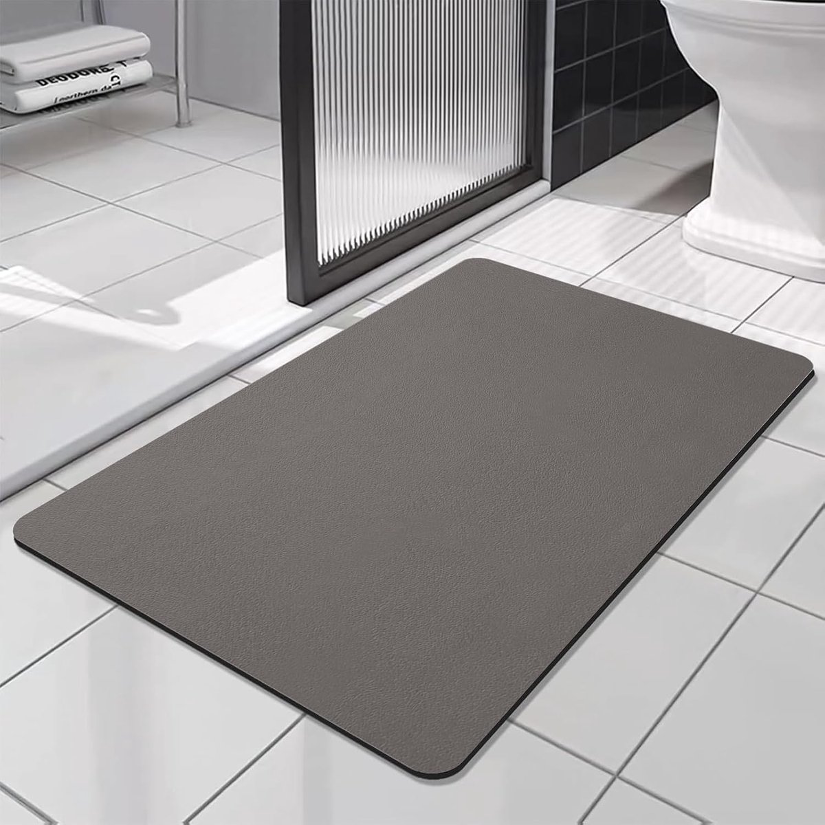 Badmat diatomiet super absorberend - snel drogend microfiber - donkerbeige 60x90cm - comfortabel gebruik - ShopVlot